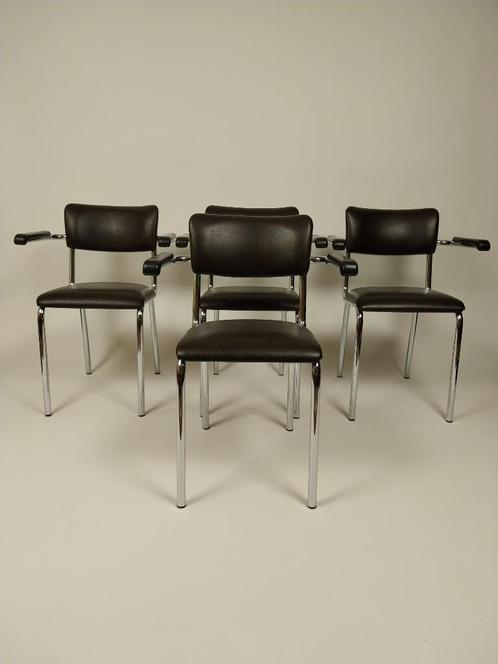 4 x Vintage Stoelen in Skai Leer by UNIC Jaren 90, Huis en Inrichting, Zetels | Zetels en Chaises Longues, Gebruikt, Vierpersoons of meer