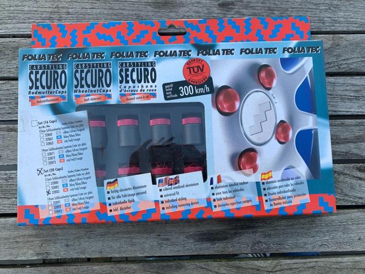 Écrous de capuchon de roue FOLIATEC en noir/rouge., Autos : Divers, Tuning & Styling, Enlèvement ou Envoi