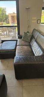 2 driezits en poef, Huis en Inrichting, Ophalen, Gebruikt, Leer