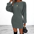 stretchy jurk grijs met pofmouwen XXL, Kleding | Dames, Grote Maten, Verzenden, Zo goed als nieuw, Grijs, Jurk