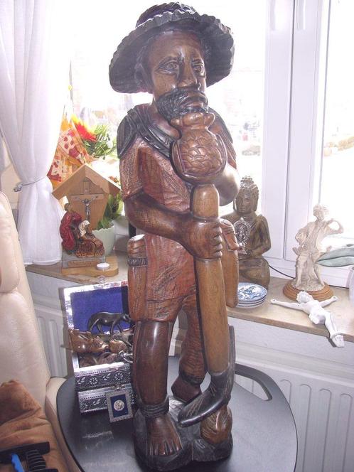 Statue sculptée en bois haïtien vintage solide, 35 pouces, Antiquités & Art, Art | Art non-occidental, Enlèvement ou Envoi