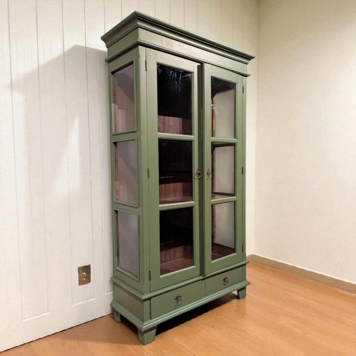 Vitrinekast brocante landelijke meubelstukken, Huis en Inrichting, Kasten | Vitrinekasten, Zo goed als nieuw, Ophalen of Verzenden