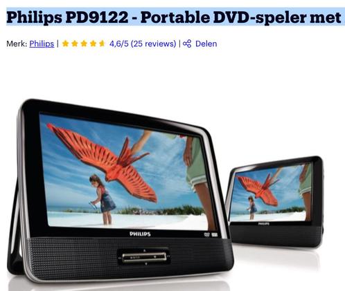 Philips PD9122 - Portable DVD-speler met 2 schermen - 9 inch, Auto diversen, Overige Auto diversen, Ophalen
