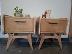 Super coole mid century vintage design nachtkastjes eik., Huis en Inrichting, Ophalen of Verzenden