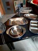 Lot inox schalen , plateau's, vergieten..., Huis en Inrichting, Ophalen of Verzenden, Gebruikt, Inox