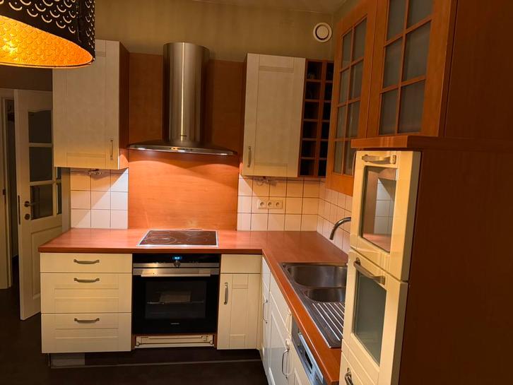 Keuken, Huis en Inrichting, Keuken | Complete keukens, Gebruikt, Hoekkeuken, Wit, Hout, Hoogglans of Gelakt, Ophalen