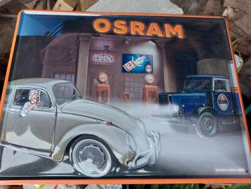 Vintage Osrambord met klassieke Volkswagen kever. beschikbaar voor biedingen
