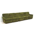 Grote vintage elementenbank groen fluweel jaren '60 '70, Verzenden, Groen
