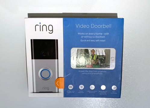 RING draadloze angesloten deurbel met video, Huis en Inrichting, Deurbellen, Zo goed als nieuw, Draadloos, Bewegingsdetectiesensor