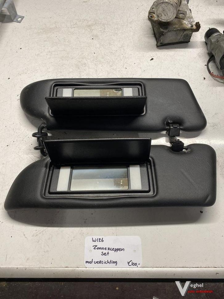 Mercedes W126 zonnekleppen set zwart met verlichting, Auto-onderdelen, Interieur en Bekleding, Gebruikt, Ophalen of Verzenden