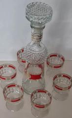 Mid Century Vintage Karaf Set Met 6 Kleine Glazen – Goud, Ophalen