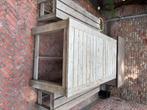 Houten buitentafel met banken , grenen , gebruikt, Tuin en Terras, Tuintafels, Ophalen, Gebruikt, Rechthoekig, Hout