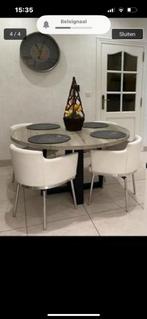 4 witte leder draaistoelen, Huis en Inrichting, Stoelen, Ophalen, Zo goed als nieuw, Wit