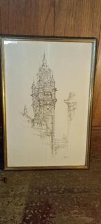Tekening Belfort van Lille,gesign. PATRIQUE,1980,28x40,n477, Antiek en Kunst, Ophalen