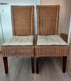 2 teak eetkamerstoelen met kussens., Huis en Inrichting, Stoelen, Ophalen, Gebruikt