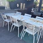 Vedett vintage tafels en stoelen, Maison & Meubles, Chaises, Enlèvement, Cinq, Six Chaises ou plus, Utilisé, Blanc