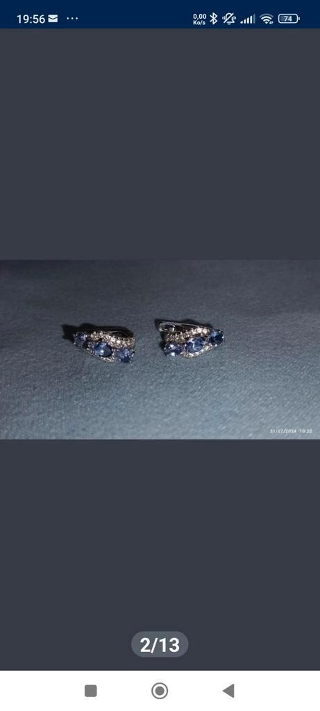 Boucles d'oreilles en argent massif avec tanzanites, Bijoux, Sacs & Beauté, Boucles d'oreilles, Neuf, Pendantes, Argent, Bleu