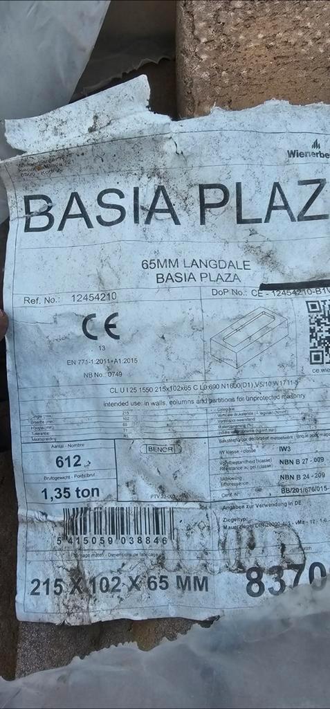 Wienerberger Basia Plaza Langdale –  600 stuks – Nieuw, Doe-het-zelf en Bouw, Metselstenen, Zo goed als nieuw, Ophalen