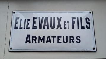 Emaille bord Elie Evaux et Fils Armateurs beschikbaar voor biedingen