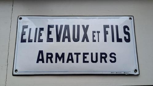 Emaille bord Elie Evaux et Fils Armateurs, Antiek en Kunst, Antiek | Email, Ophalen of Verzenden