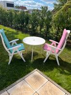 Ronde tuintafel let twee relax stoelen, Ophalen, Gebruikt