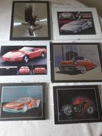 Prints auto's + vogel in glazen frame (prijs per stuk), Huis en Inrichting, Print, Gebruikt, Ophalen of Verzenden