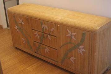 Origineel vintage dressoir van bamboe - 172 x 77 x 45 cm beschikbaar voor biedingen