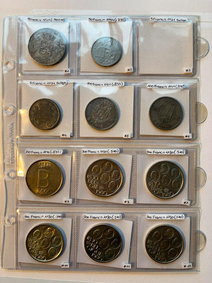 Belgische frank munten (ZILVER!!!), Postzegels en Munten, Munten | België, Setje, Zilver, Ophalen of Verzenden