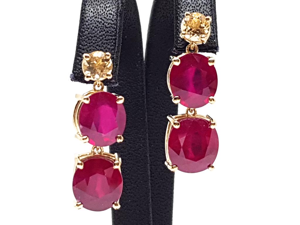 Robijn Gele Saffier Oorbellen 16.68ct., Bijoux, Sacs & Beauté, Boucles d'oreilles, Enlèvement ou Envoi, Or, Avec pierre précieuse