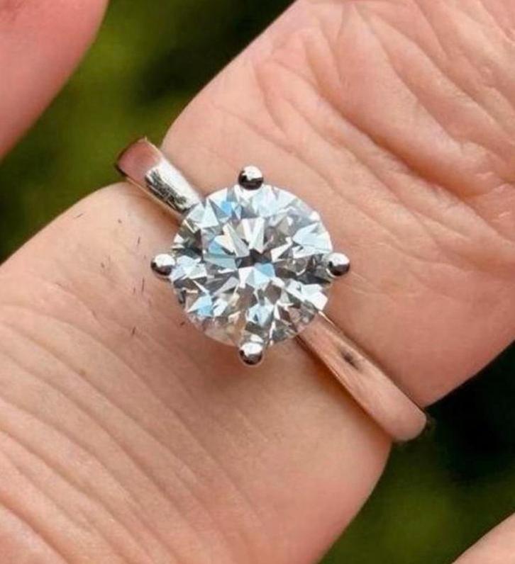 Gouden ring diamant van 1.52ct! met IGI certificaat! NIEUW!!, Bijoux, Sacs & Beauté, Bagues, Neuf, Femme, 17 à 18, Or, Avec pierre précieuse