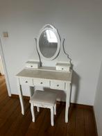 Charmant wit kaptafeltje met spiegel + krukje, Enlèvement, Utilisé