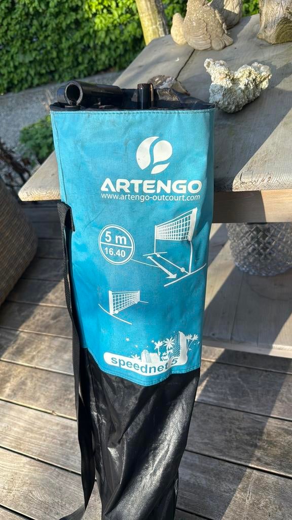 Badminton net met palen in draagzak, Sport en Fitness, Badminton, Ophalen