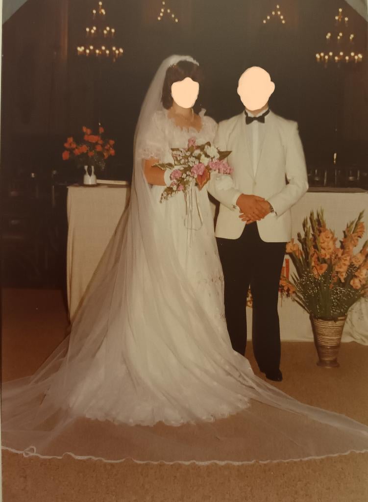 Vintage trouwjurk mt. 40, Kleding | Dames, Trouwkleding en Trouwaccessoires, Ophalen of Verzenden, Gedragen, Wit, Trouwjurk