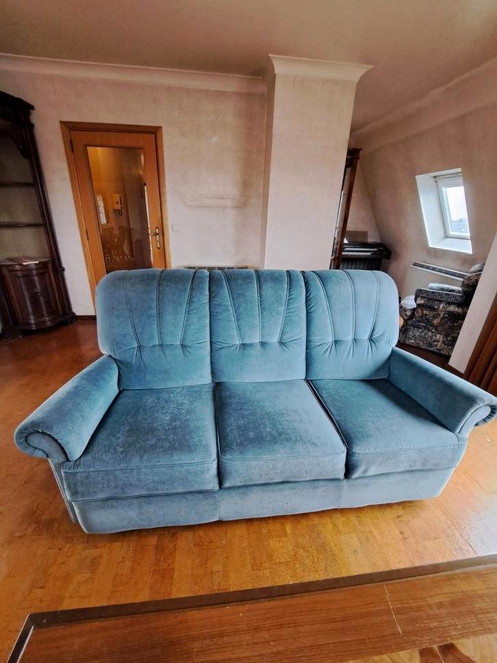 Siège + 2 fauteuils inclinables en tissu bleu - très confort, Maison & Meubles, Canapés | Coins salons complets, Tissus, Enlèvement ou Envoi