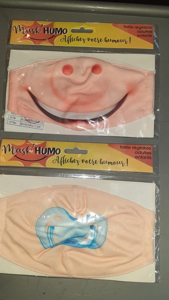 2 masques de protection humoristique pour adulte et enfant, Enlèvement ou Envoi