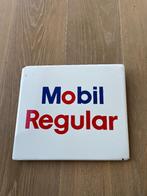 Oud emaille bord Mobil Oil, Verzamelen, Ophalen of Verzenden, Gebruikt, Reclamebord