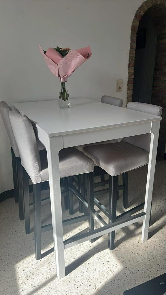 Table haute bar + 4 chaises tabourets, Maison & Meubles, Enlèvement