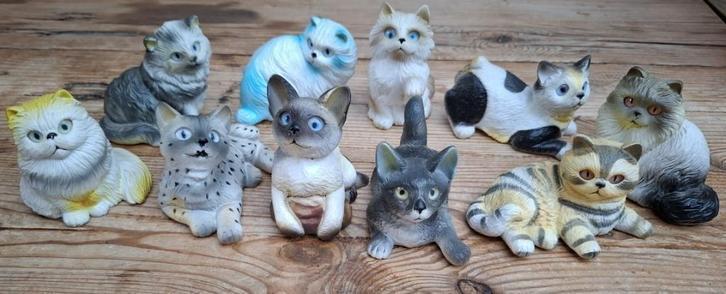 10 Vintage New Ray Novelty rubber katten / poezen, 1990, Collections, Collections Animaux, Utilisé, Autres types, Chien ou Chat