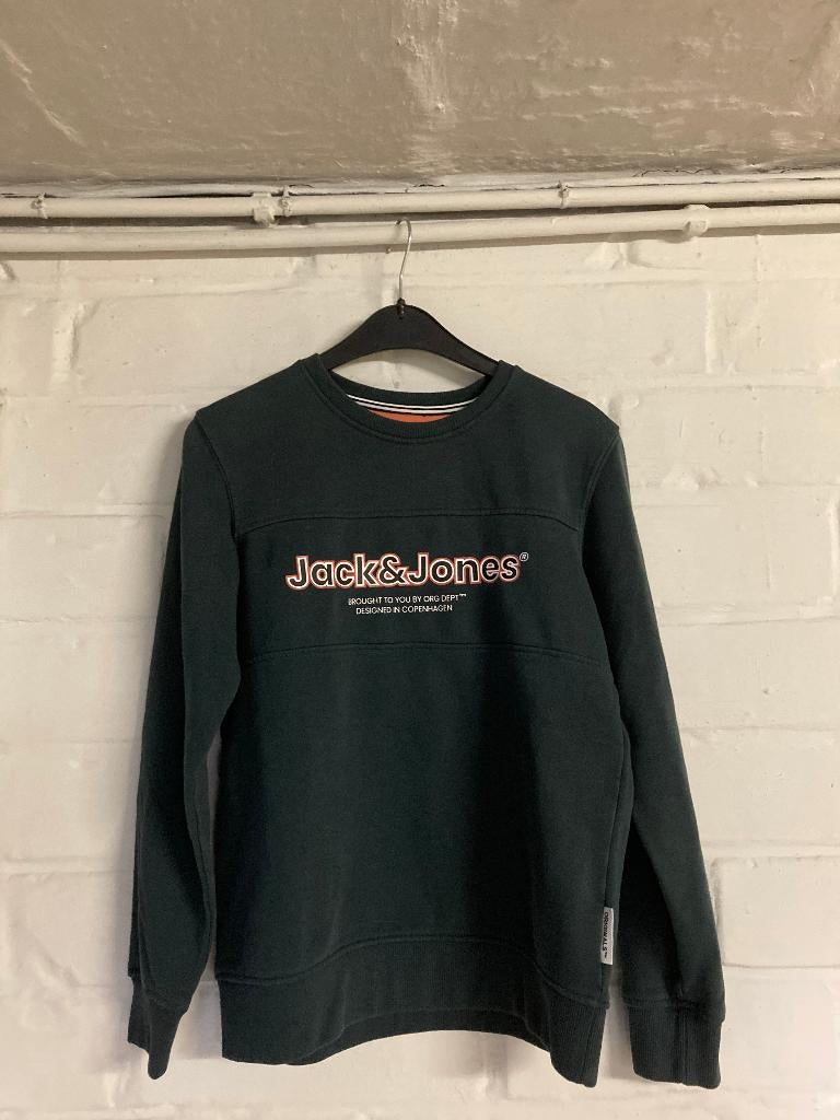 Petrolkleurige sweater, Jack and Jones, 152, 12 jaar, Trui of Vest, Ophalen of Verzenden, Zo goed als nieuw, Jongen