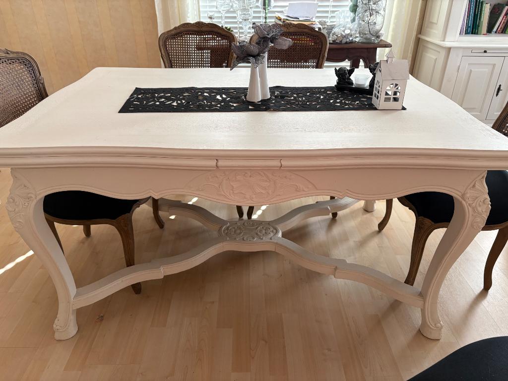 Table et 6 chaises en bois, Maison & Meubles, Cinq personnes ou plus, Comme neuf, Enlèvement, 50 à 100 cm