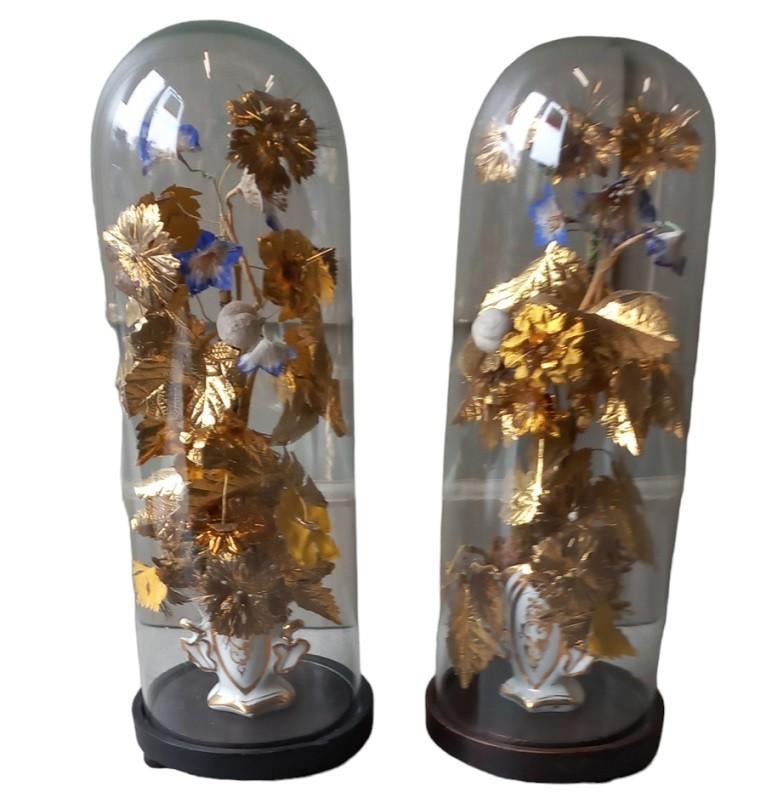 paar ronde glazen stolpen met vieux bruxelles vaasjes, Maison & Meubles, Accessoires pour la Maison | Cloches, Utilisé, Enlèvement