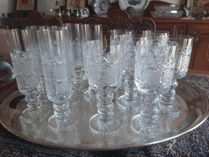 VINTAGE: 6 Wijnglazen Boheemse kristal, Antiek en Kunst, Antiek | Glaswerk en Kristal, Ophalen