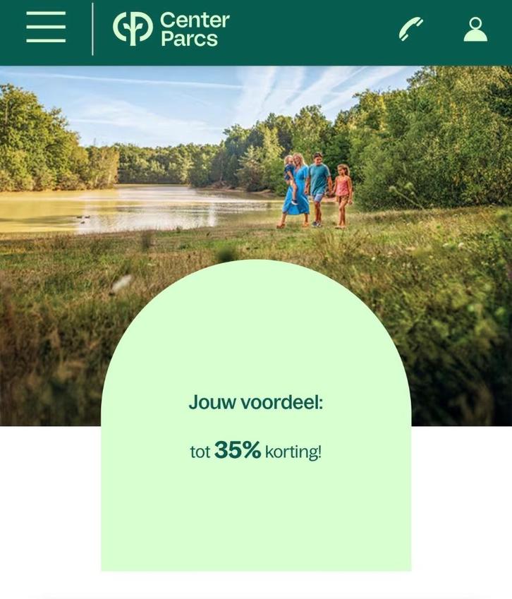 Centerparcs korting tot wel 35%, Tickets en Kaartjes, Kortingen en Cadeaubonnen, Drie personen of meer, Bungalowpark, Kortingsbon