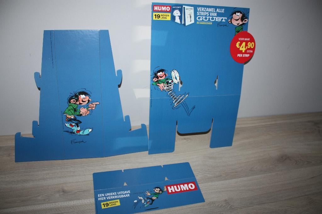 Guust Flater Humo , winkel staander  +- A3  als nieuw , 2016, Collections, Personnages de BD, Comme neuf, Autres types, Gaston ou Spirou