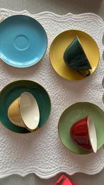 Tasses & soucoupes vintage Boch Frères mid-century, Enlèvement ou Envoi