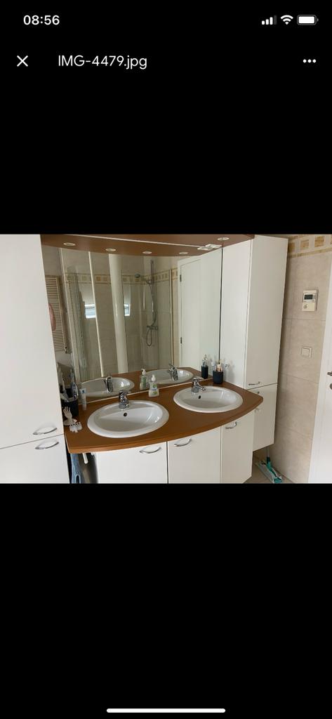 Meuble sous-vasque complet avec un miroir et 2 robinets, Enlèvement, Utilisé