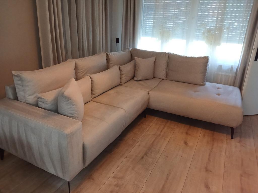 Hoekbank beige, zo goed als nieuw., Ophalen, Zo goed als nieuw