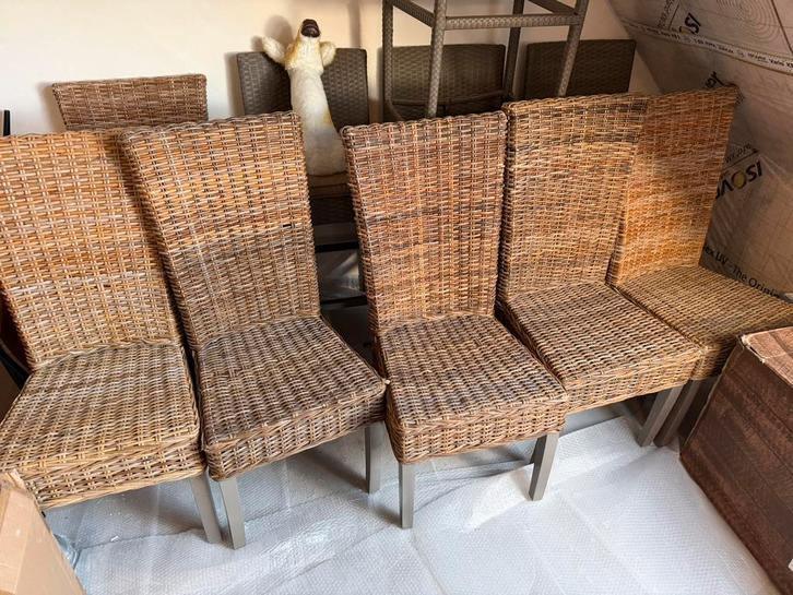 Rieten stoelen 6 stuks, Huis en Inrichting, Stoelen, Gebruikt, Vijf, Zes of meer stoelen, Riet of Rotan, Ophalen