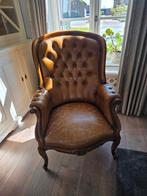Antieke leren fauteuil, Ophalen, Gebruikt, Leer