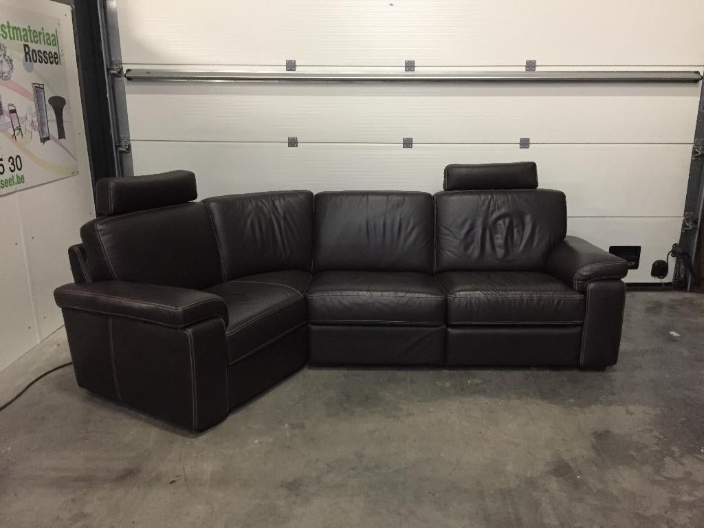 (8) Lederen hoekzetel met elektrische relax, Enlèvement, Comme neuf